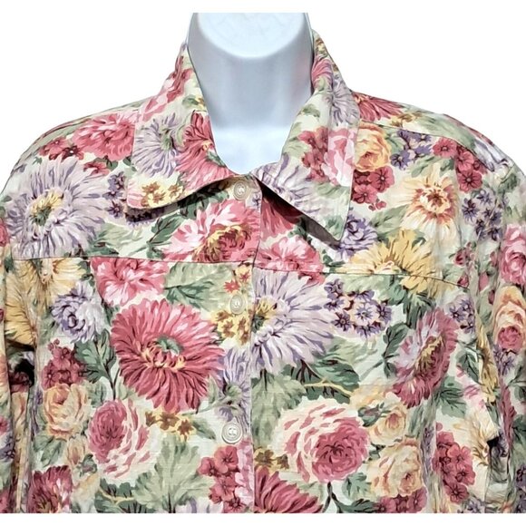 New Identity Women's Floral Cotton Jacket Size L - Picture 2 of 12